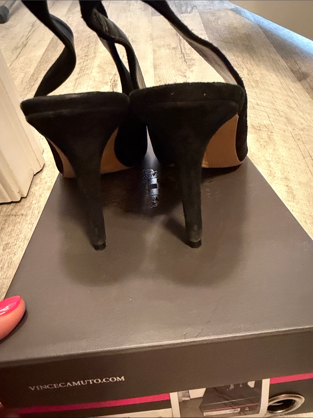 Vince Camuto Black Suede Alleema Slingback Pointed-Toe Pumps - Picture 7 of 10